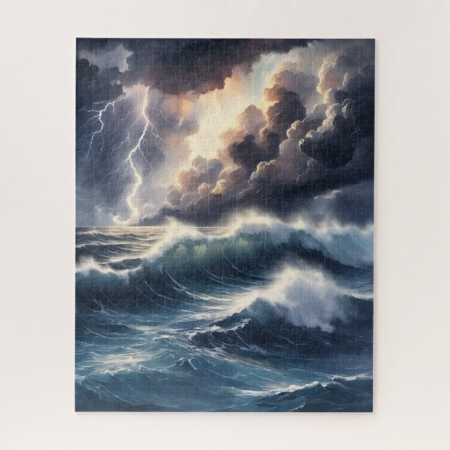 Wasserfarbensturm auf See Puzzle (Vertikal)