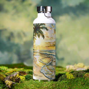 WASSERFARBENSUNSET AM TROPISCHEN STRAND AM OZEEN TRINKFLASCHE