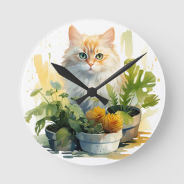 WASSERFARBENTABBBY-KATZE MIT BLUME RUNDE WANDUHR