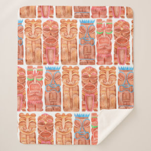 Wasserfarbentiki hawaii totem nahtloses Muster Sherpadecke