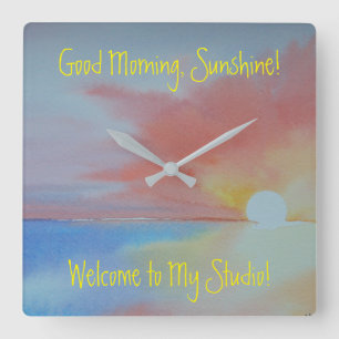 Wasserfarbenuhr Quadratische Wanduhr