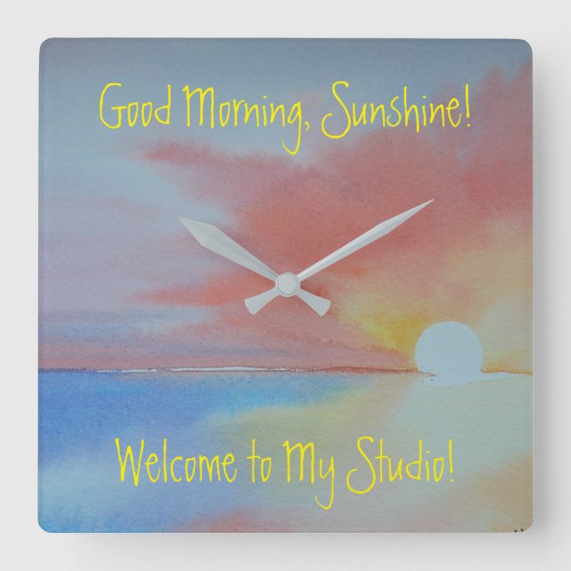 Wasserfarbenuhr Quadratische Wanduhr (Vorderseite)