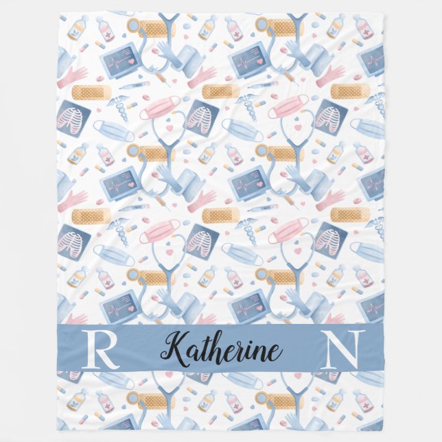 Wasserfarbenversorgung | Dr. Medical Collage Blue  Fleecedecke (Vorderseite)