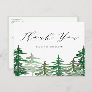 Wasserfarbenverzaubertes Waldland Vielen Dank Postkarte