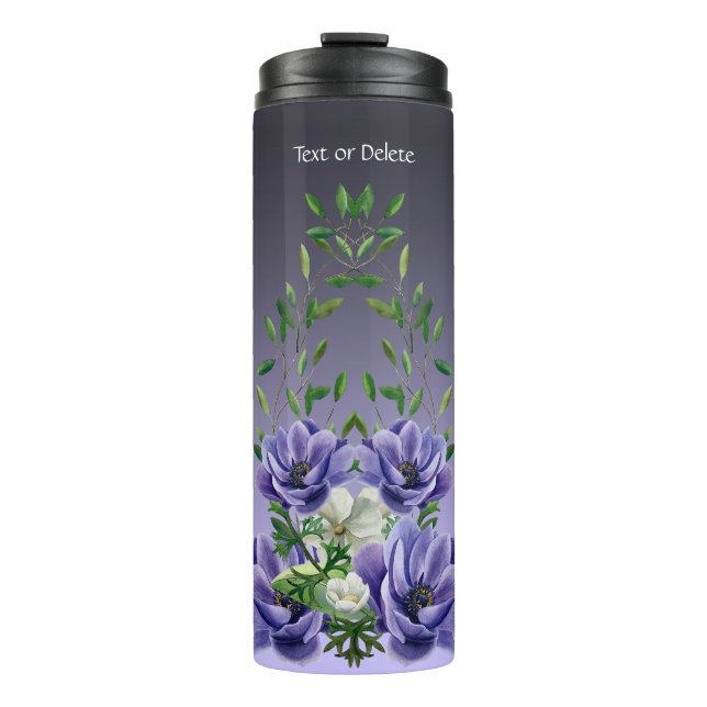 Wasserfarbenviolette Blumen Thermal Tumbler Thermosbecher (Vorderseite)
