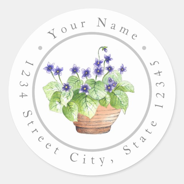 Wasserfarbenviolette Wasserfarben Runder Aufkleber (Vorderseite)