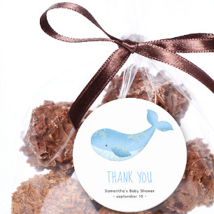 Wasserfarbenwal - vielen Dank für die Babydusche Runder Aufkleber