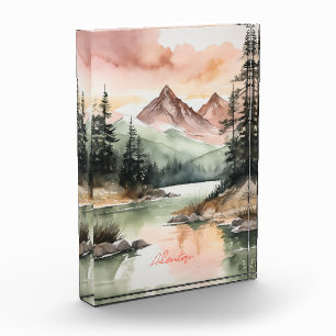 Wasserfarbenwald Berge Natur Fotoblock