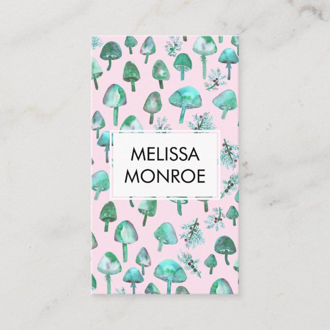 Wasserfarbenwald Botanischer Pilz Pilze Natur Visitenkarte (Vorderseite)