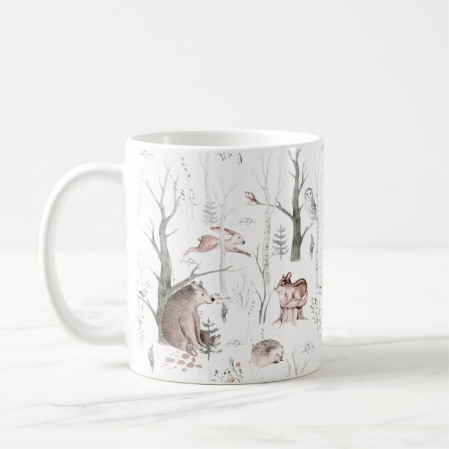 Wasserfarbenwald Freunde Kinderdusche Kaffeetasse (Links)