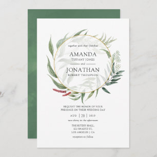 Wasserfarbenwald Herbarium Geometrische Hochzeit Einladung