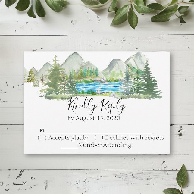Wasserfarbenwald Hochzeit RSVP Karte (Von Creator hochgeladen)