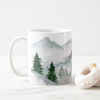 Wasserfarbenwald Landschaft Keramik Kaffeetasse