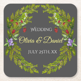 Wasserfarbenwaldbeeren Rechteckiger Pappuntersetzer