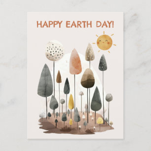 Wasserfarbenwaldlandschaft Happy Earth Day Postkarte