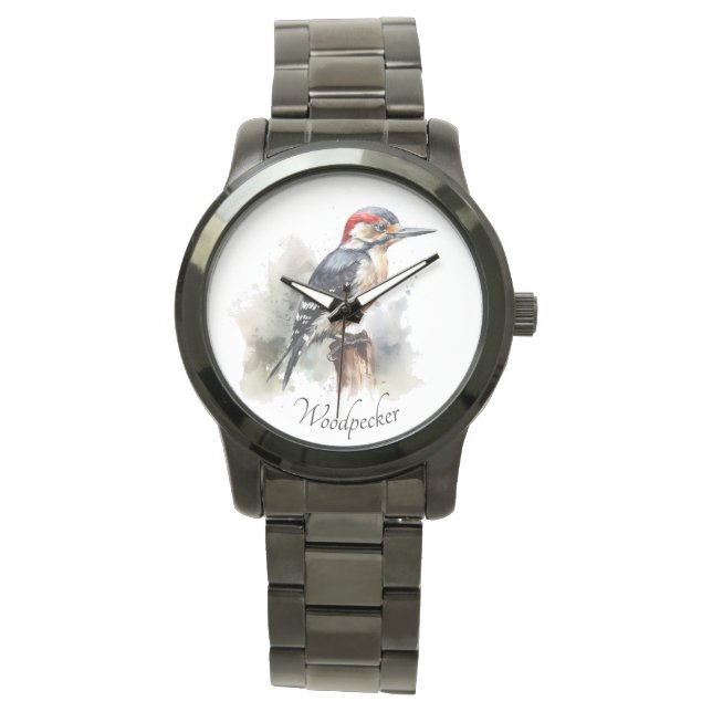 Wasserfarbenwaldspecht Armbanduhr (Vorderseite)