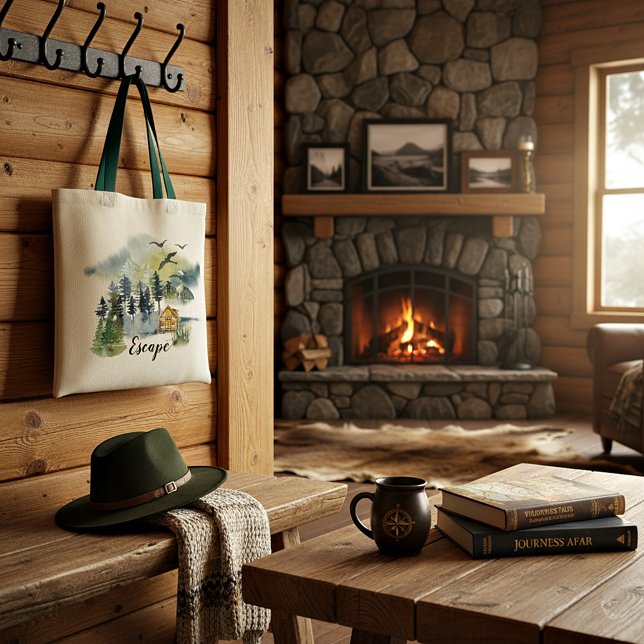 Wasserfarbenwaldszene - individuell anpassbare Tot Tragetasche (Von Creator hochgeladen)