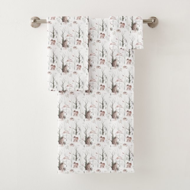 Wasserfarbenwaldtiere Badhandtuch Set (Insitu)