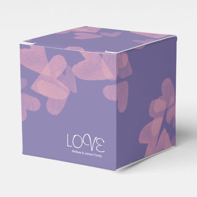 Wasserfarbenwärme Schwebende rosa Lila Liebe Geschenkschachtel (Vorderseite)