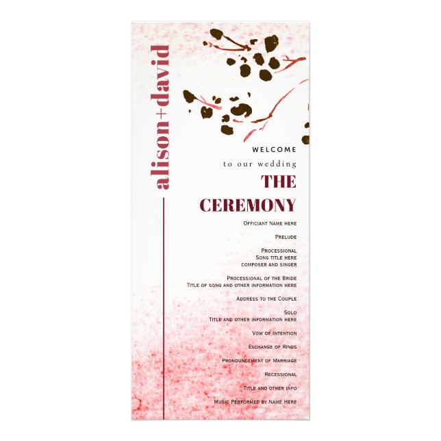 Wasserfarbenwäsche und Zweig Japandi Hochzeitsprog Werbekarte (Vorne)