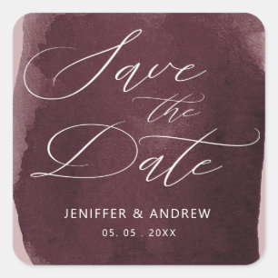 Wasserfarbenwaschwasser Save the Date Quadratischer Aufkleber
