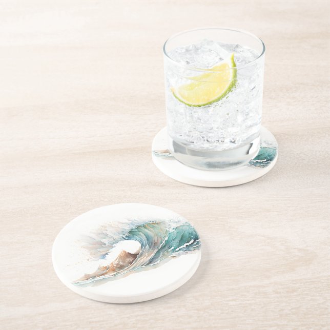 Wasserfarbenwelle Getränkeuntersetzer (Seite)