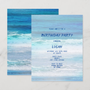 "Wasserfarbenwellen" Einladung