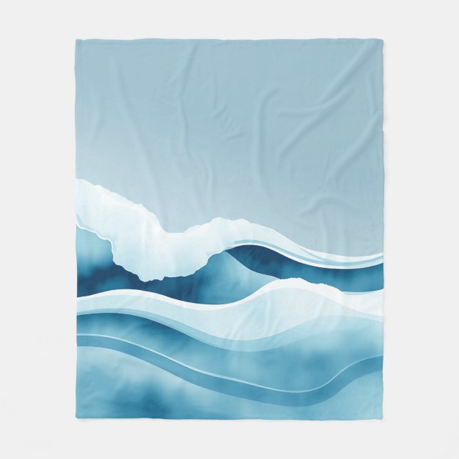 Wasserfarbenwellen Fleecedecke (Vorderseite)