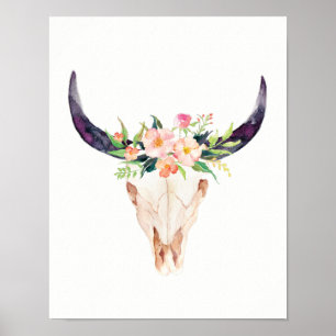 Wasserfarbenwoll mit rosa Blume Poster