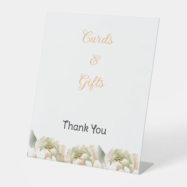 Wasserfarbenzeichen Peach Peony Pedestal Sockelschild (Vorderseite)