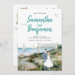 Wasserfarbenzeitachse Hochzeit Sichern des Datums  Ankündigung