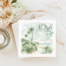 Wasserfarbenzielstrand Hochzeit Serviette