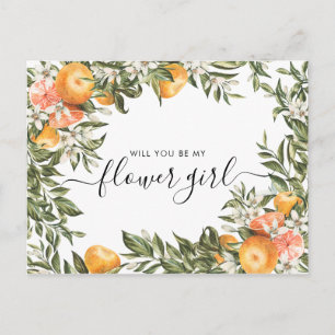 Wasserfarbenzitrus Orchard   Seid mein Blumenmädch Postkarte