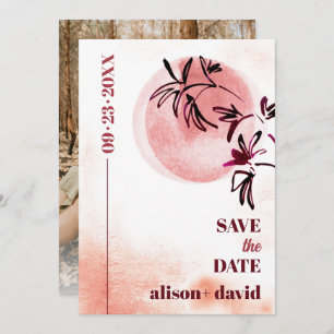 Wasserfarbenzweig und Mond Japandi Foto Save The Date