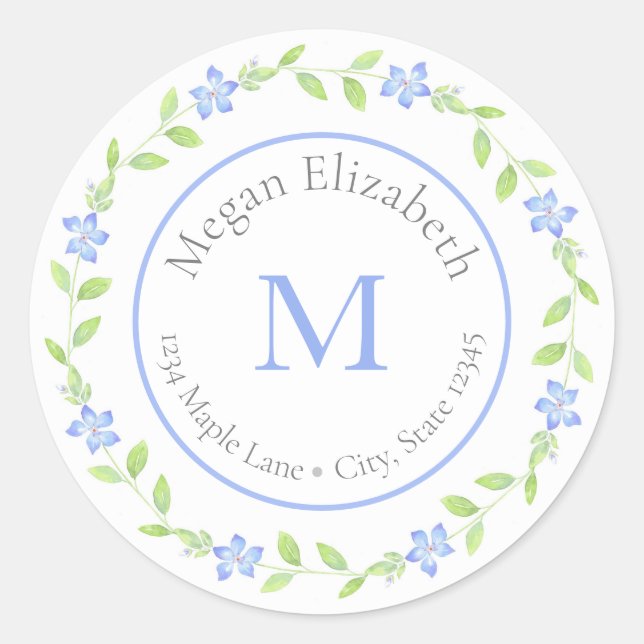 Wasserfarbenzwinkle (Vinca-Blume) Runder Aufkleber (Vorderseite)