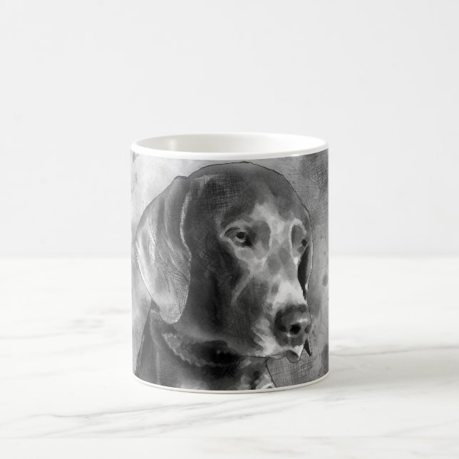 WASSERFARBEWEIMARANER BW-KERAMIK-TASSE KAFFEETASSE (Mittel)