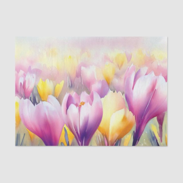 Wasserfarbfeld Blume-Krokus (D) Seidenpapier (Vorderseite)