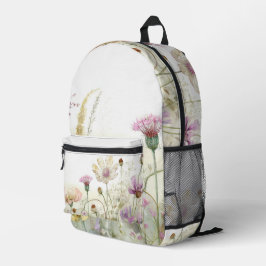 Wasserfarbfeld wild lebender Blume Bedruckter Rucksack