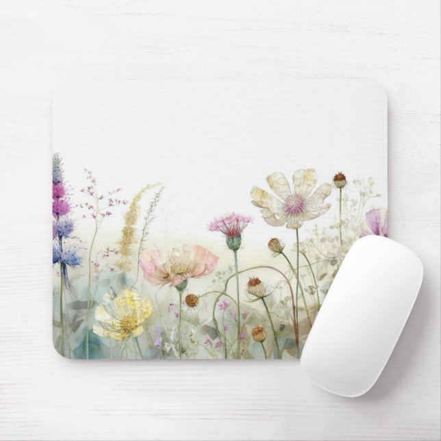 Wasserfarbfeld wild lebender Blume Mousepad (Mit Mouse)