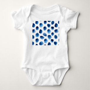 Wasserfarbige blaue Punkte: Handgemalt nahtlos Baby Strampler
