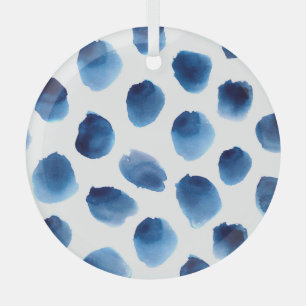 Wasserfarbige blaue Punkte: Handgemalt nahtlos Ornament Aus Glas