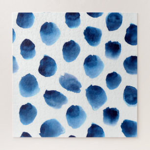 Wasserfarbige blaue Punkte: Handgemalt nahtlos Puzzle