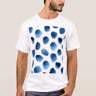 Wasserfarbige blaue Punkte: Handgemalt nahtlos T-Shirt