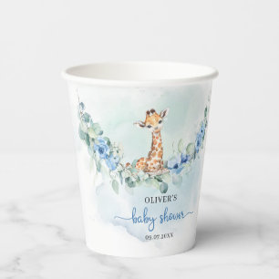 Wasserfarbige Dschungeltiere Baby Giraffe Papierbe Pappbecher