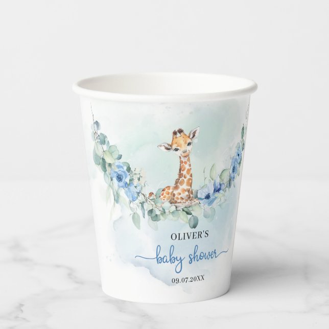 Wasserfarbige Dschungeltiere Baby Giraffe Papierbe Pappbecher (Rückseite)