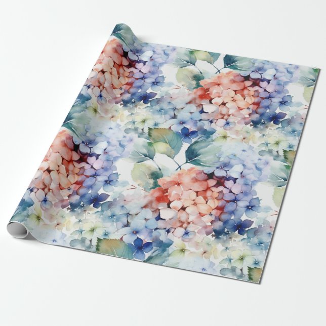 Wasserfarbige, gemischte Blume für Hydrangea Geschenkpapier (Ungerollt)
