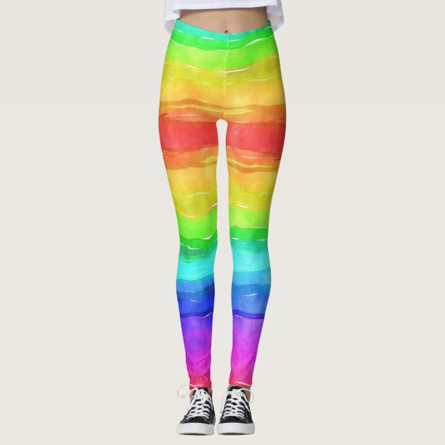 Wasserfarbige Regenbogen-Yoga-Hose Leggins (Vorderseite)