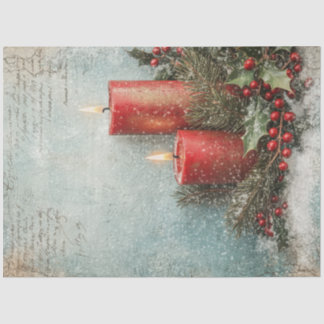 Wasserfarbige Weihnachtskerzen Heilige Rote Beere Seidenpapier