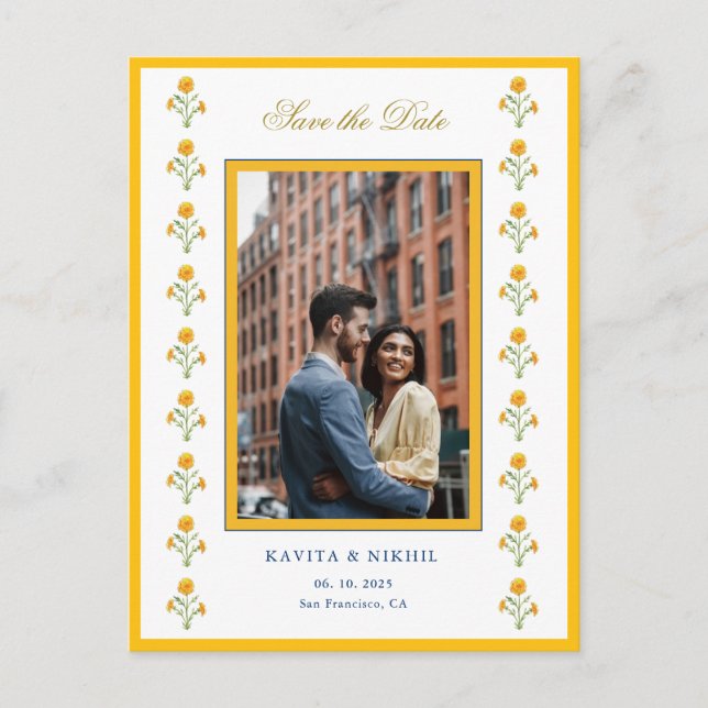 Wasserfarbiges Foto Save the Date Ankündigungspostkarte (Vorderseite)