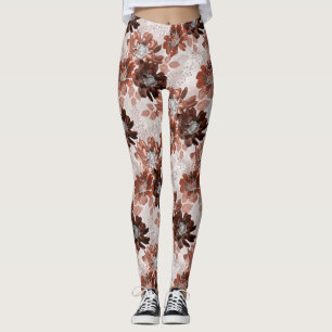 Wasserfarbiges, graues Blumenmuster. Leggings